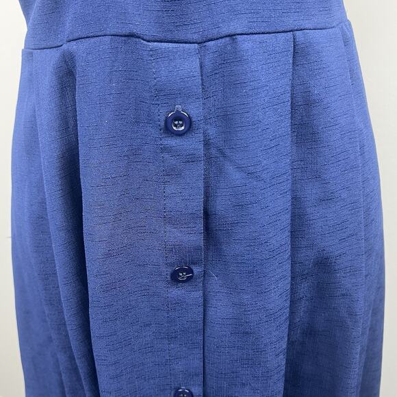 Yidarton Navy Blue Tie Front Summer Tank Midi Dress Size M Smocked Back - Picture 6 of 14